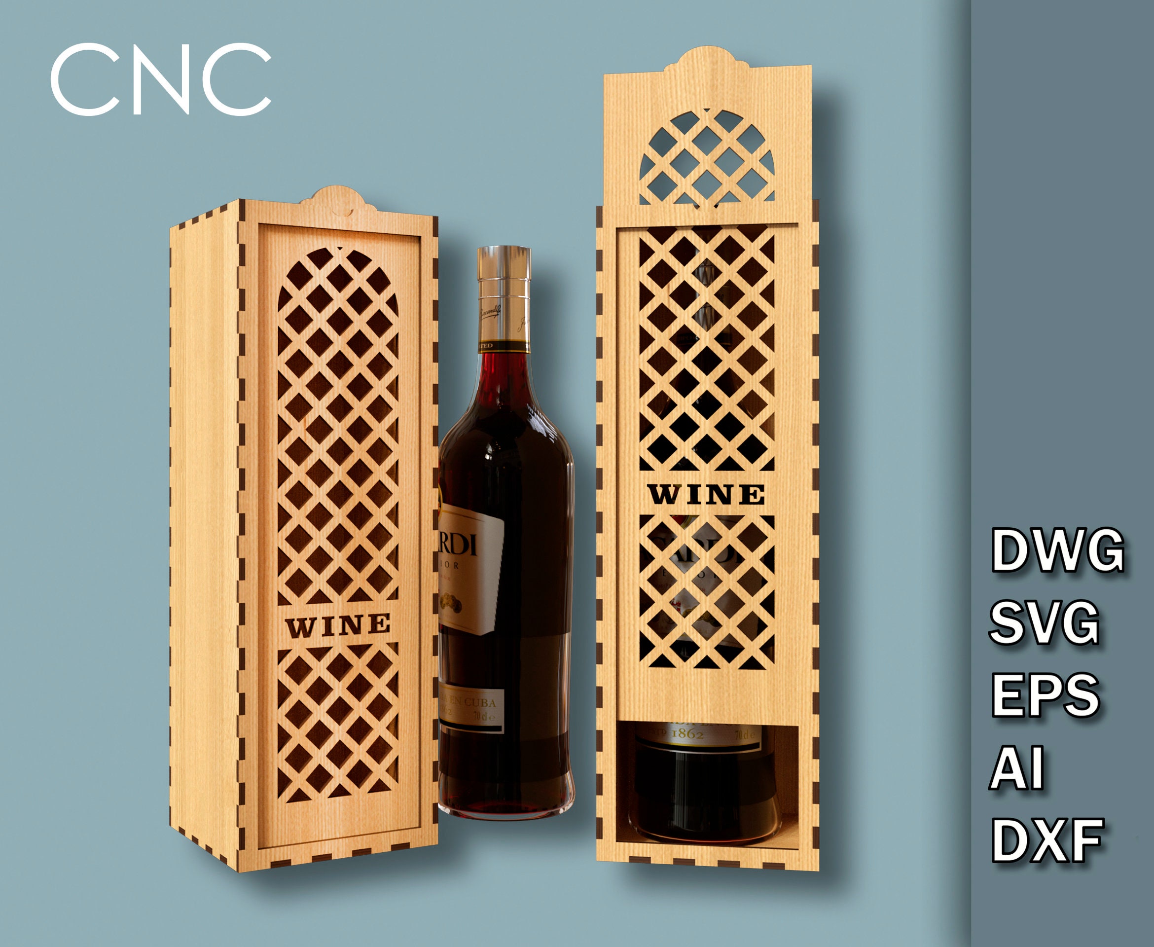 Wine Bottle Box Svg Ceremony Wine Bottle Box CNC Laser Cut Etsy