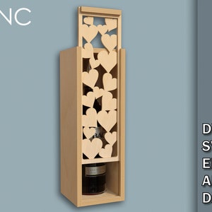 Wine Bottle Gift Box, Wine box laser file, Wooden Box  svg, CNC Laser Cut Files, Gift for Valentine&#39;s Day, Dwg, Svg, Eps, Ai, Dxf,