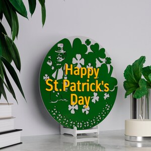 St.Patrick &#39;s Day SVG Signs, Multilayer wall decor, Laser cut file Patrick &#39;s Day, St. Patrick&#39;s Day Door Hanger, Lucky clover sign svg