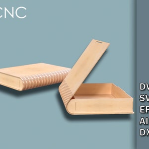 Living hinge box, Flexible vector files for laser cutting, Wooden storage box, CNC laser cutting files, dwg, svg, eps, ai, dxf