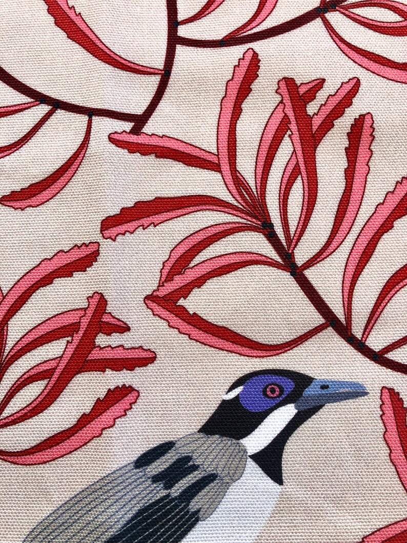 Australian Birds Designer Tea Towel Blue Faced Honeyeater on Red image 7