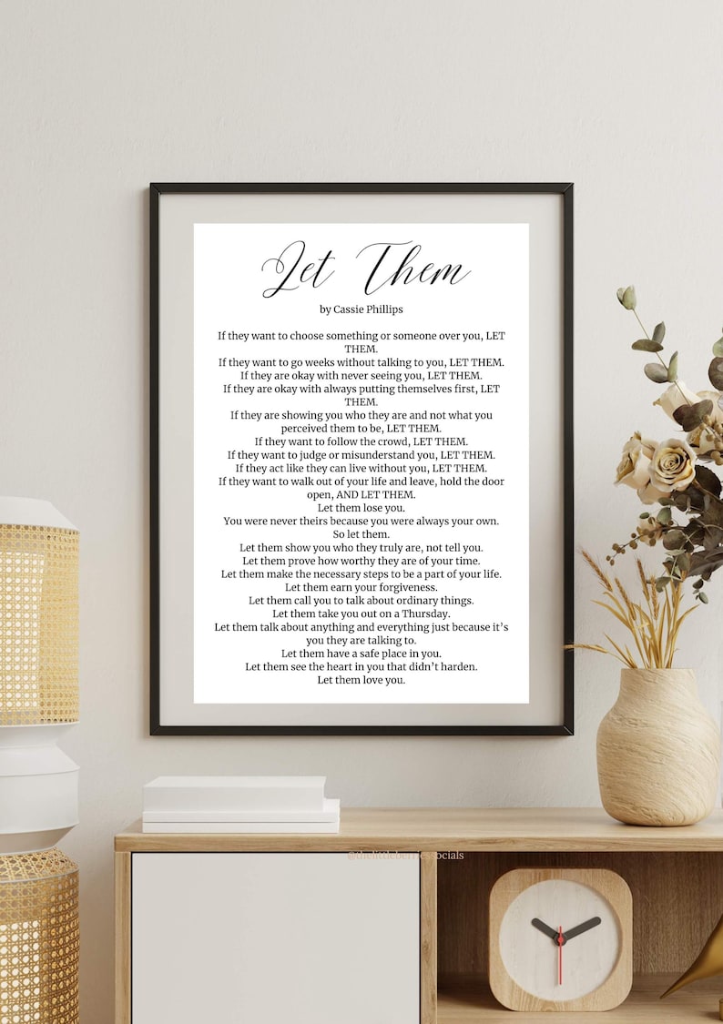 Let Them Poem Minimalist 8.5x11 Digital Print Motivational Wall Art