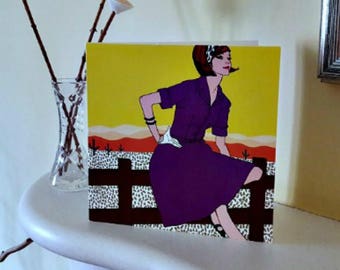 Pop Art Card, Vintage Stylised Card, Art Card, Fine Art Card, Birthday Card, Greetings Card, Contemporary Card, Art Greetings Card