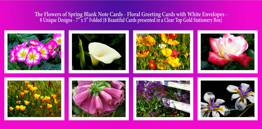 The Flowers of Spring Blank Note Cards - Floral Greeting Cards With ...