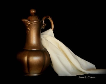 Bronze Pitcher and Cloth - A Still Life Photograph