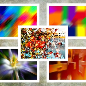 Abstract Note Cards. A Set of Five Blank, Bi-fold 7 x 5 Note Cards Artistically and Digitally Created. image 1
