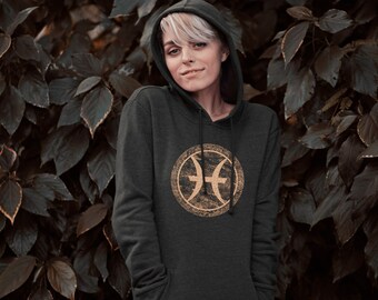 Pisces Hoodie Sternzeichen Frauen Ultrasoft Heather Schwarz Pullover. Kaufen Sie 2 Artikel und erhalten Sie 1 Gratis Tshirt.