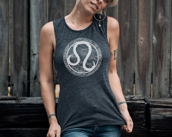 Leo Muscle Tank. Buy 2, Get 1 FREE! Bachelorette Party Tank Tops! Women&#39;s Low Side Cut Sexy Tank in Ultrasoft Heather Charcoal Triblend