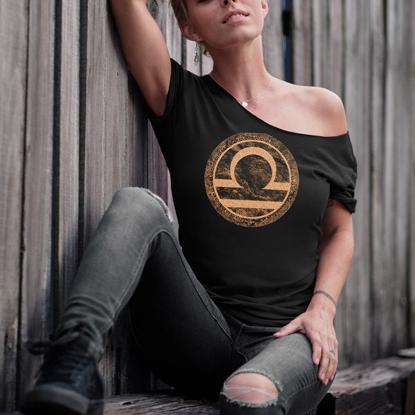 Libra Shirt Off  Shoulder Slouchy Tee. Buy Any 2 Get 1 Free! Choice of Colors Libra Sign Zodiac Symbol Great Libra Astrology Gift for Her