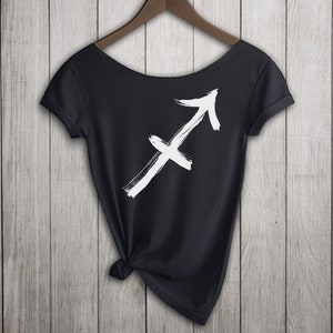 Sagittarius Sign Shirt, Women&#39;s Off  Shoulder Slouchy Tee, Choice of Colors, Buy 2 Get 1 Free