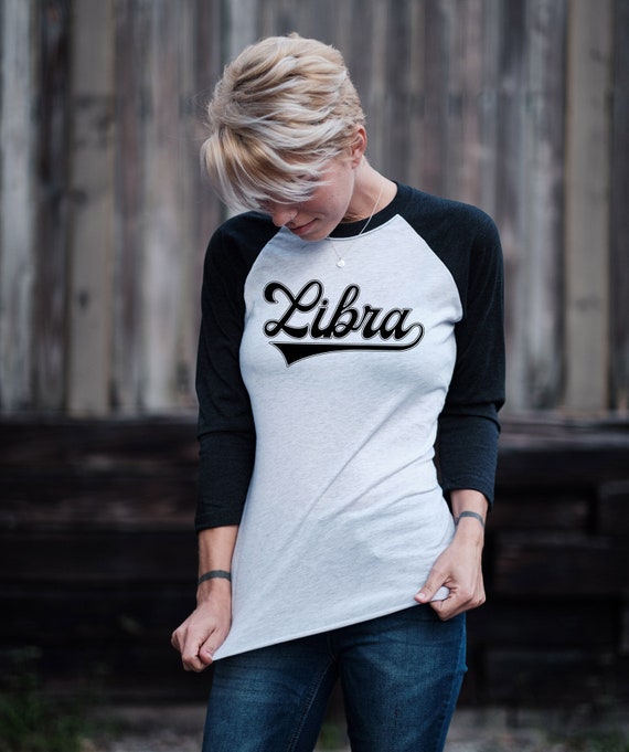 Libra Baseball Tee. Vintage Look 3/4 Sleeve Raglan Unisex Tshirt. Ash  White+Black, Soft Triblend. Buy Any 2 Items Get 1 Free Slouchy Tee!
