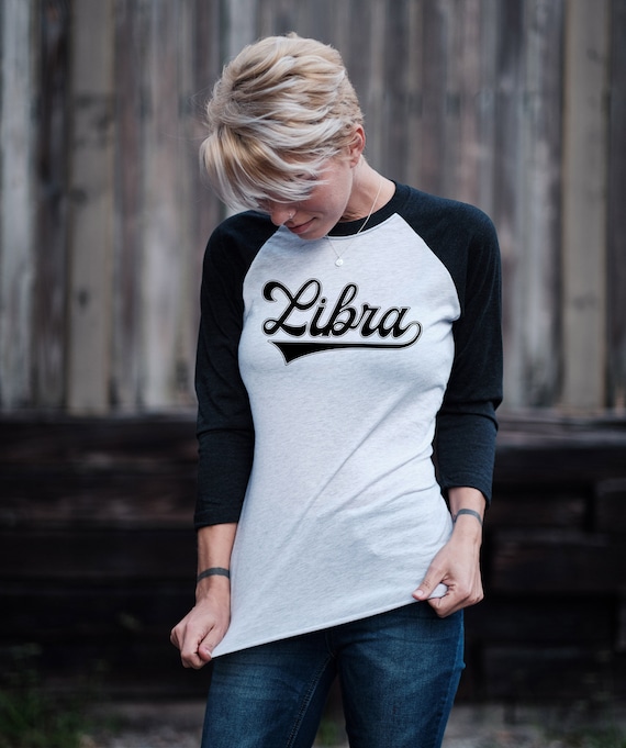 Libra Baseball Tee. Vintage Look 3/4 Sleeve Raglan Unisex Tshirt. Ash  White+Black, Soft Triblend. Buy Any 2 Items Get 1 Free Slouchy Tee!