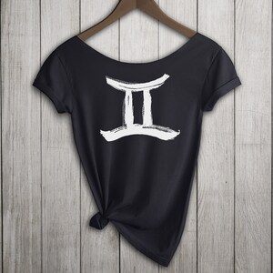 Gemini Sign Shirt, Women&#39;s Off  Shoulder Slouchy Tee, Choice of Colors, Buy 2 Get 1 Free