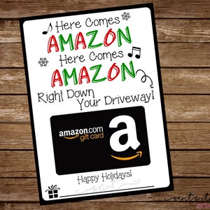 Here Comes Amazon, Amazon-cadeaukaarthouder, cadeau voor leraar, kerstcadeaukaarthouder, afdrukbare cadeaukaarthouder, INSTANT DOWNLOAD