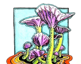 Mushroom Ink Drawing Print