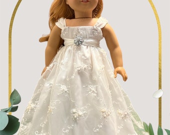 Regal Beaded Lace Dress for 18”Doll