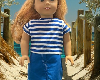 Royal Stripes Skirt Set for 18” Doll