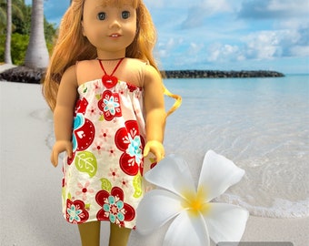 White Printed Haulter Dress for 18”Doll