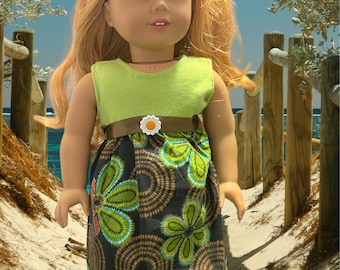 Green Floral Tank Dress for 18”Doll