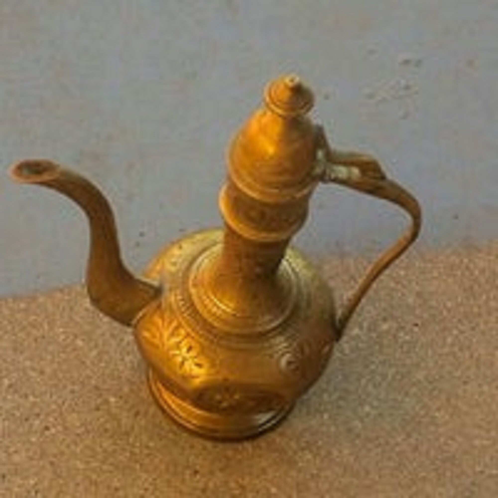 Vintage India etched brass teapot urn Etsy