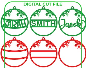 Christmas Tree Snowflake Name Ornament: Laser Cut File (Digital Download)