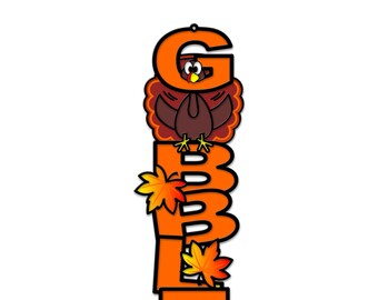 Thanksgiving Door Hanger File, Turkey Gobble File SVG, DXF, ai, PDF, Turkey Door Hanger Laser File, Laser Cut Turkey Thanksgiving Sign Files