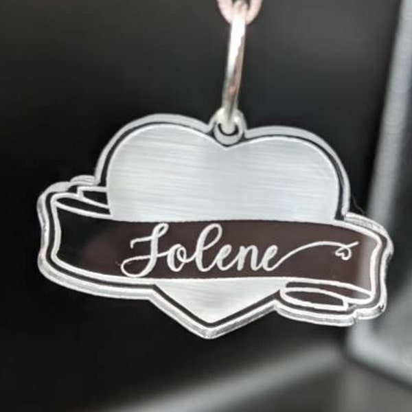 Bouquet Charm, Corsage Name Charm Boutonniere tag, Wedding and Prom keepsake, Engraved Clear Acrylic Charm, Custom Valentine Rose Accessory