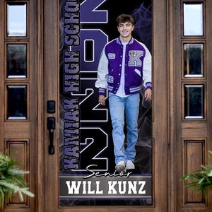 Class of 2024 - Senior Door Banner - Printed Banner or Digital Option - Custom & Personalized - Graduation Party Decoration, School Photo