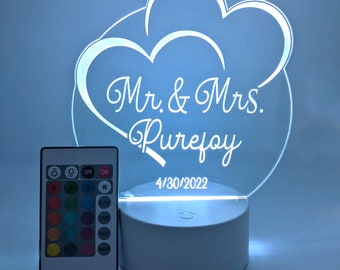 Custom LED Acrylic Cake Topper, Engraved Wedding Keepsake