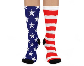 American Flag Crew Socks: Patriotic Red, White, and Blue