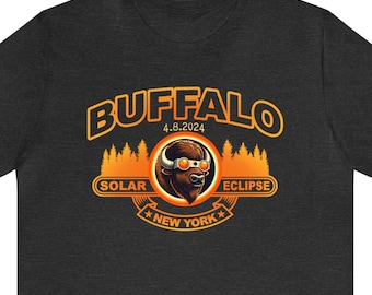 Buffalo Solar Eclipse T-Shirt, Buffalo New York Eclipse Shirt, 4 8 2024 shirt, Buffalo with glasses Unisex Jersey Short Sleeve Tee