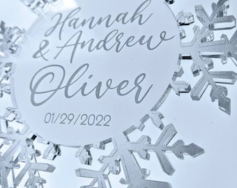 Engraved Acrylic Snowflake Cake Topper: Frosted Winter Wedding Decor, Frozen Cupcake Toppers, Winter Wedding, Elegant Birthday, quinceañera