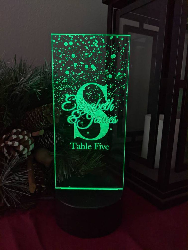 Engraved Acrylic LED Table Numbers: Custom Wedding Reception Decor - Etsy