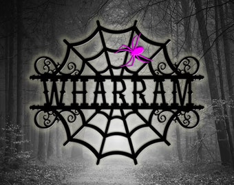 Spider Web Cobweb Halloween Digital design with Last Name or Words, Personalized - Svg Dwg Dxf Jpeg Png Cdr Jpg Ai PDF Custom Laser Cut File