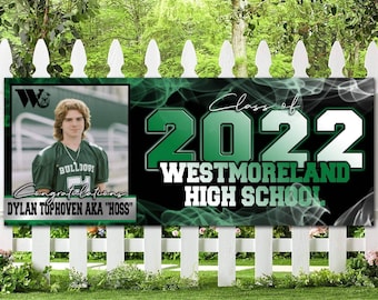 2'x5' Personalized Graduation Banner with Photo - Custom School Colors Class of 2026 - Vinyl Party Backdrop or Digital Design
