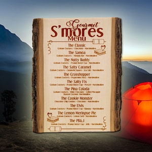 S’mores Gourmet Menu Design | | de fichier découpé au laser | d’impression de décoration de camping ou d’enseigne de mariage Png SVG Dxf Dwg Cdr Ai JPG | Maison de camp de bricolage