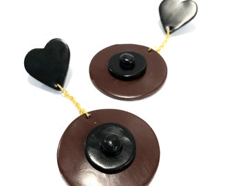 Free The Nipple Boob Earrings in Brown & Black Polymer Clay // Handmade  Gift // Charity Donation