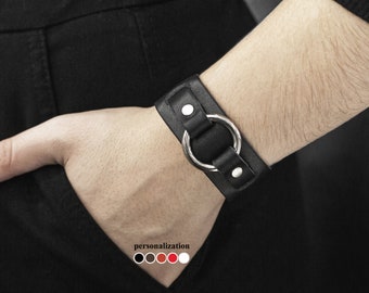 Pulsera pequeña de cuero para hombre o mujer con anilla para muñeca de 12-20 cm (4,7-7,8 pulgadas), 6521