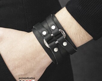 Handmade Wide Leather Arm Cuff, Stylish Wristband for Men & Women, Trendy Wardrobe Staple, Special Occasion Gift, 3132