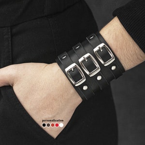 Bredt läderarmband för män eller kvinnor, för handleder från 12–24 cm, 4008
