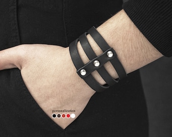 Boho leather cuff bracelets for women for wrist from 5.3 to 7.6 inch (13,5-19,5 cm), 4648