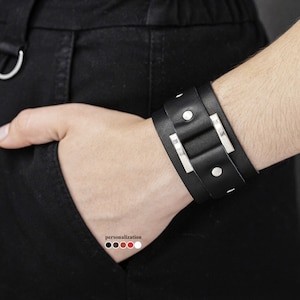 Breites Manschettenlederarmband für Männer oder Frauen, Breites Lederarmband, 3138