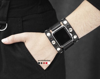 Wide boho leather Apple watch cuff band men or women 38mm 40mm 41mm 42mm 44mm 45mm 46mm 49mm, series 3 4 5 6 7 8 9 10 SE Ultra Ultra 2, 1625