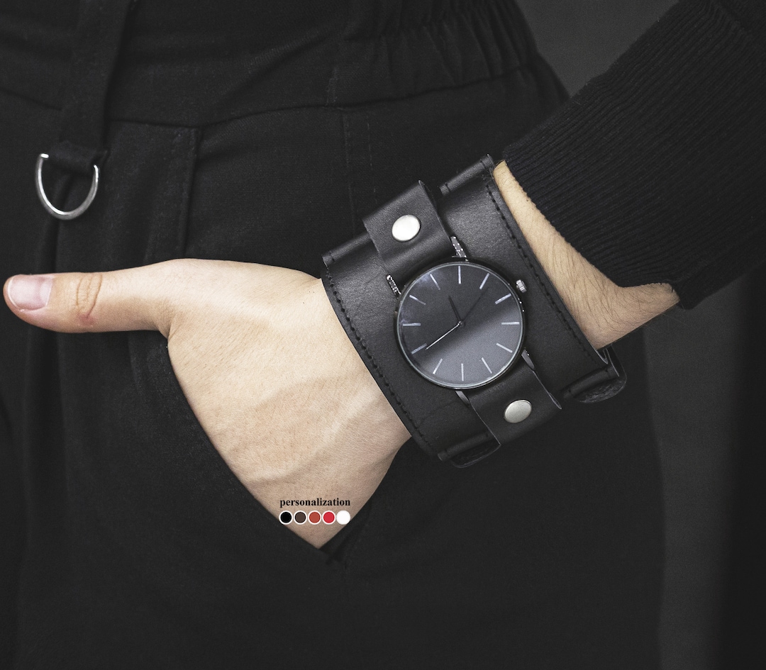 Wide Leather Watch Strap for Men or Women Wide Leather Cuff Etsy