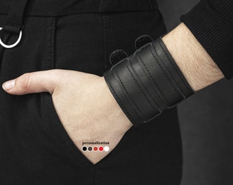 Aviator Leather wrist cuff bracelet for men or women, wide Leather  wristband, 6411st