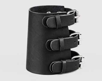 Wide Leather Bracers for Men or Women, Leather Arm Wrist