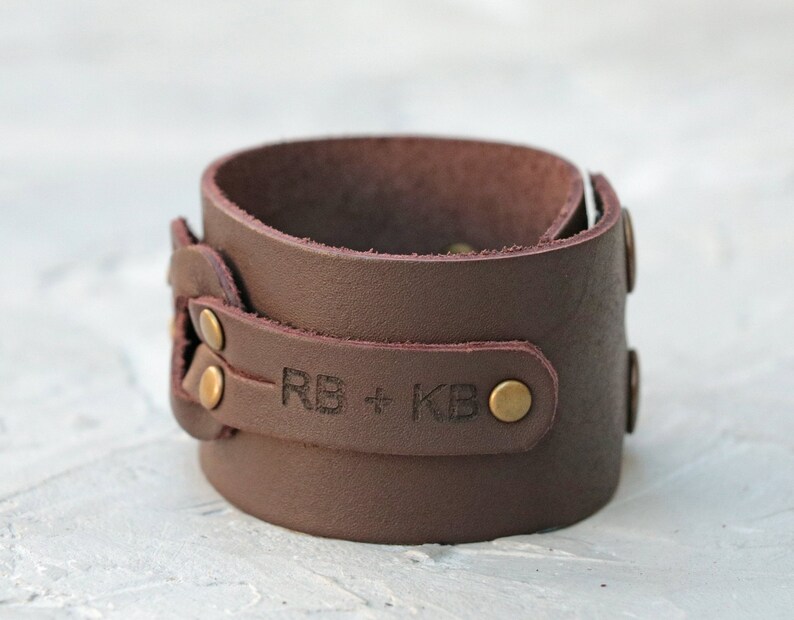 Biker Twine Leather Bracelet Wide Leather Cuff Bracelets for Etsy