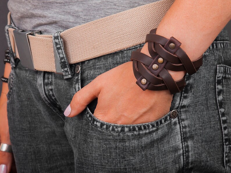 Wave Bracelet Leather Cuff Bracelet for Woman Leather Twine Etsy