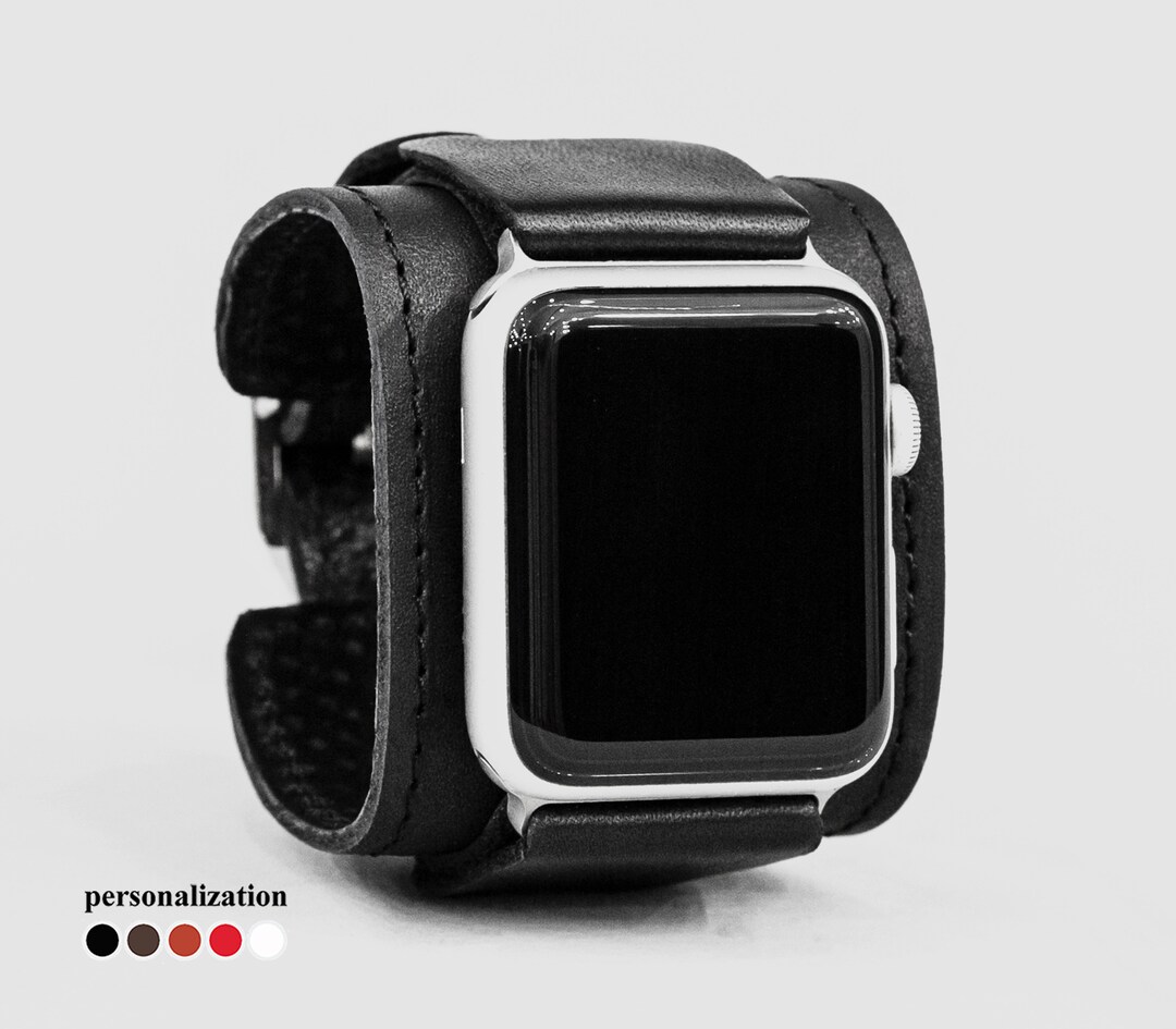 Wide Leather Apple Watch Cuff Band for Men or Women 38mm 40mm 41mm 42mm ...
