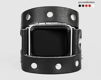 Double wrap boho Leather apple watch band for men or women 38 40 41 42 44 45 46 49mm, series 3 4 5 6 7 8 9 10 11 SE Ultra 2 3, 1090